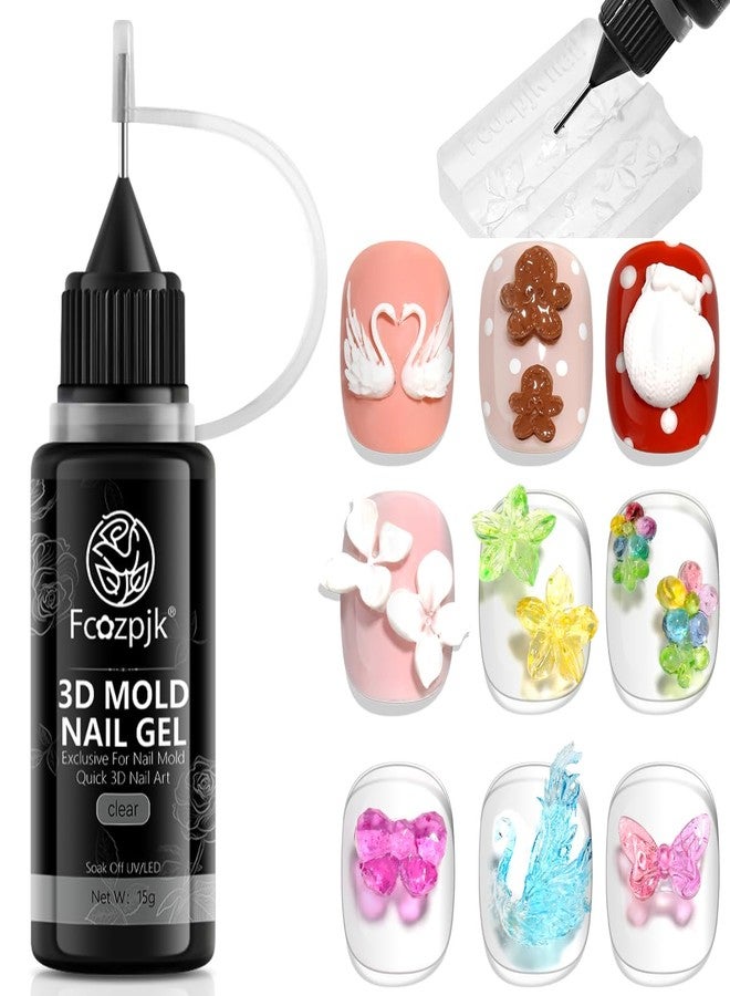 Fcozpjk 3D Sculpting Gel, 15g Clear Molding Gel for Silicone Nail Charms Molds Quick Dry Gels Glue Modeling Carving Flowers Design Nail Charms DIY Home Manicure Salon Supplies UV/LED Cure Needed - Image 1